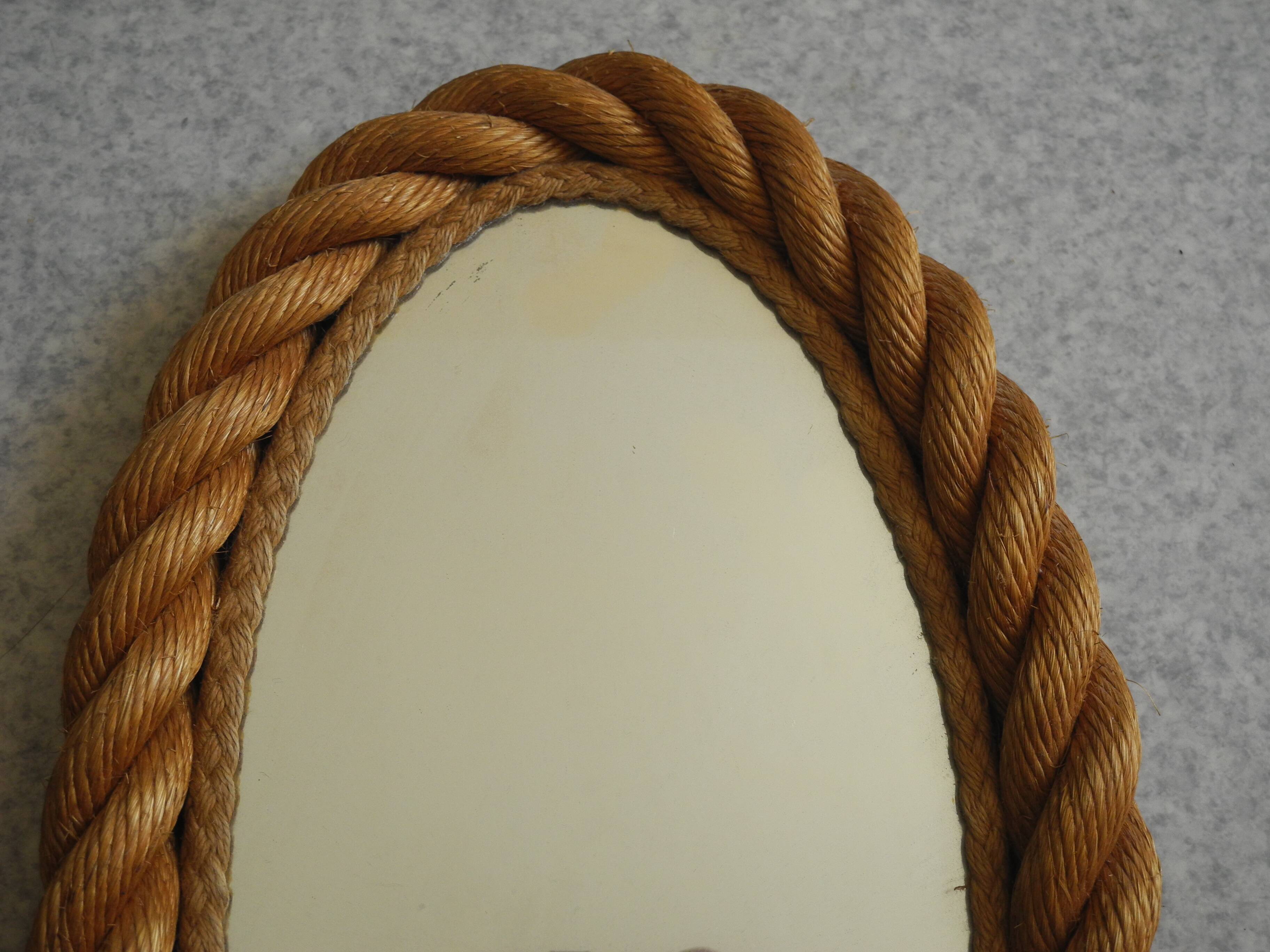 old rope mirror Audoux Minet vintage design 1950s old mirror 50s