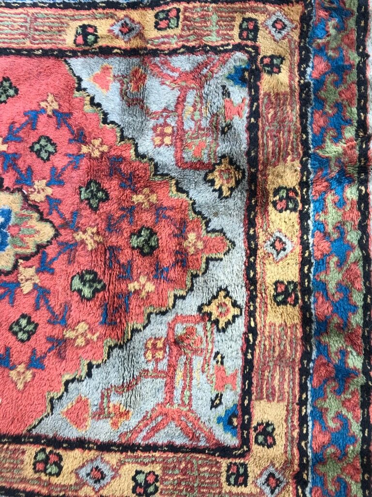Tapis ancien d’orient sinkiang fait main 68x139 cm