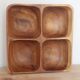 Vintage exotic wood aperitif platter – 4-compartment monkey pod style dish