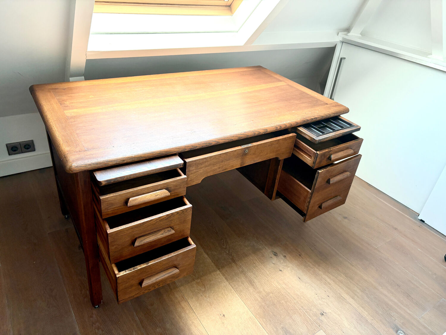 Oak english desk vintage teacher desk abbes