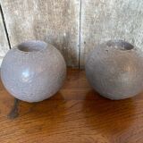 Pair of J-Line Vintage Grey Ceramic Ball Candle Holders #B771