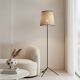 Modernist tripod floor lamp in black metal and cane from the 1950s/1960s.
