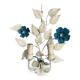 Vintage 1970s white and blue lacquered metal flower wall light.
