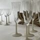 Service 9 coupes a champagne en verre et verre dépoli opaline, France 1970