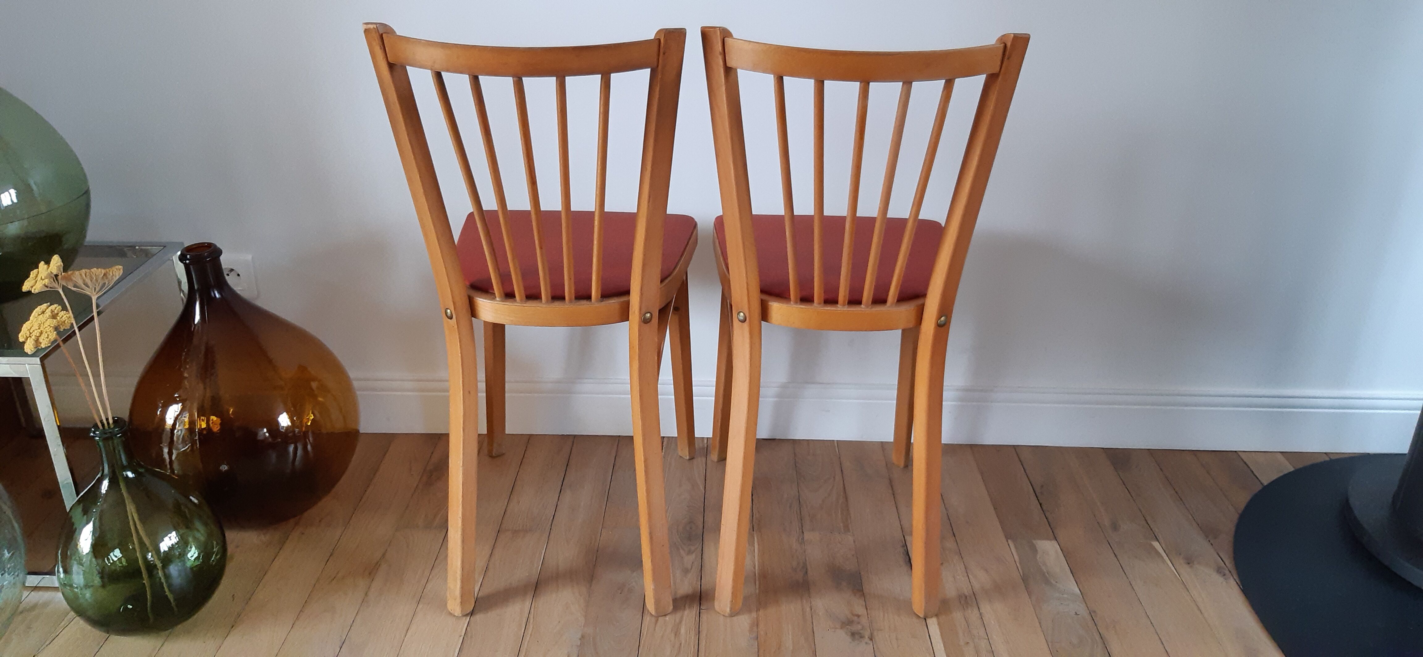 Pair of Baumann bistro chairs N°12 50s