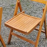 Set of 6 folding chairs in solid beech from the 70s