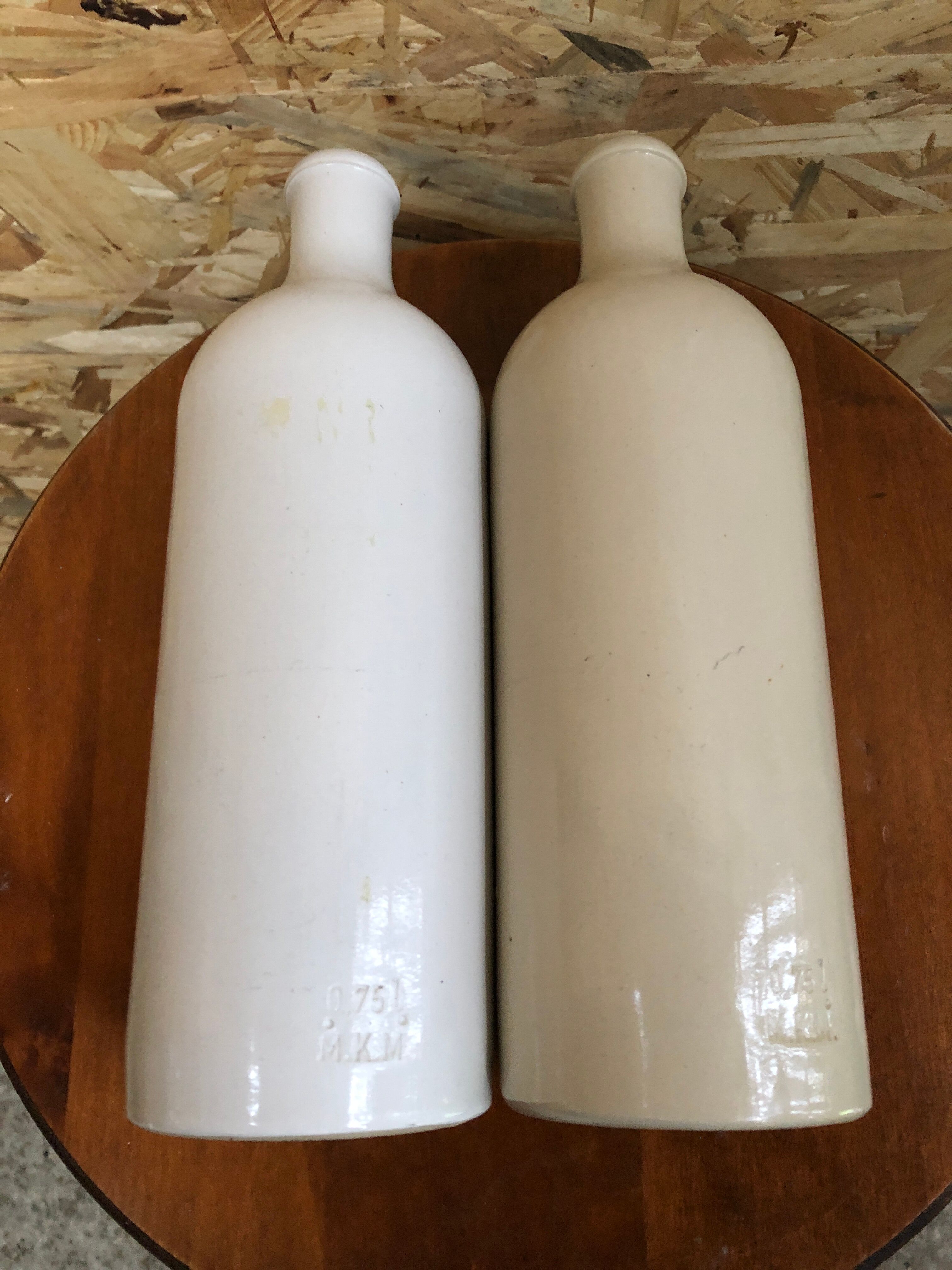 Paire anciennes bouteilles grès émaillé mkm 0,75l