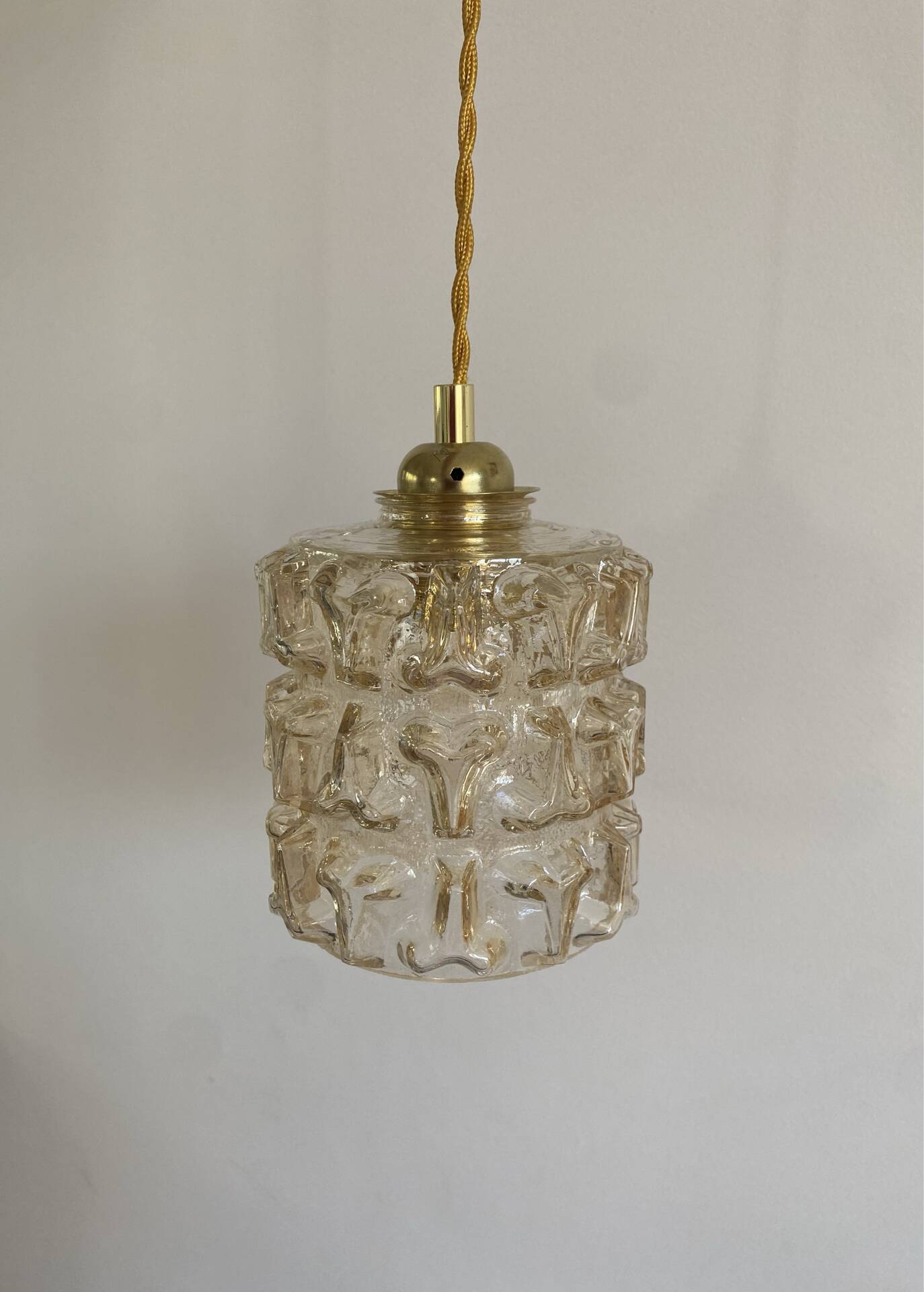 Vintage amber glass suspension globe