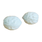 Paire de boîtes noix en porcelaine de Limoges