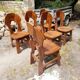 6 Belgian Brutalist Chairs in Solid Oak