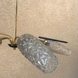 Brass and moulded glass chandelier