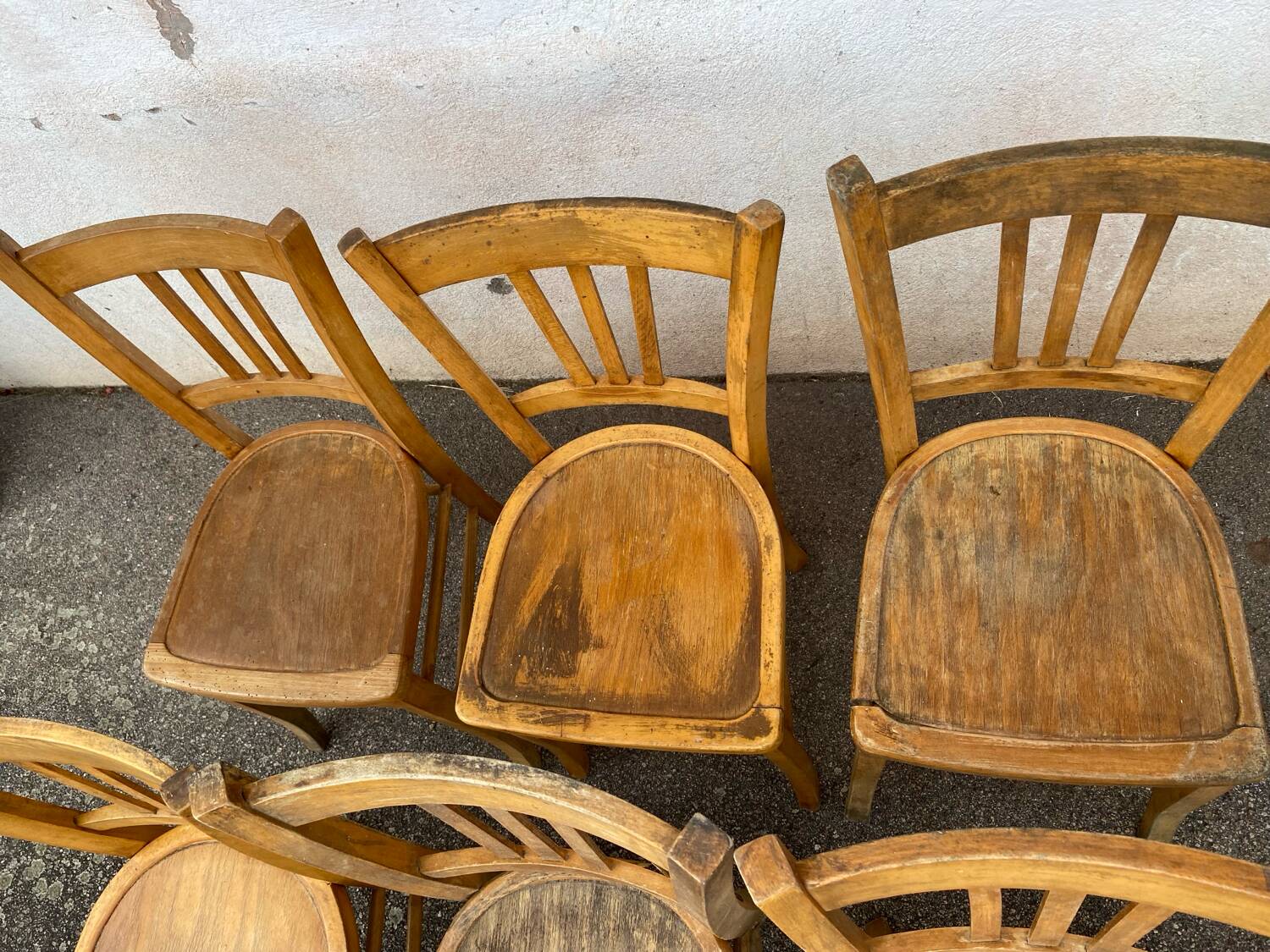 Set of 9 raw bistro chairs