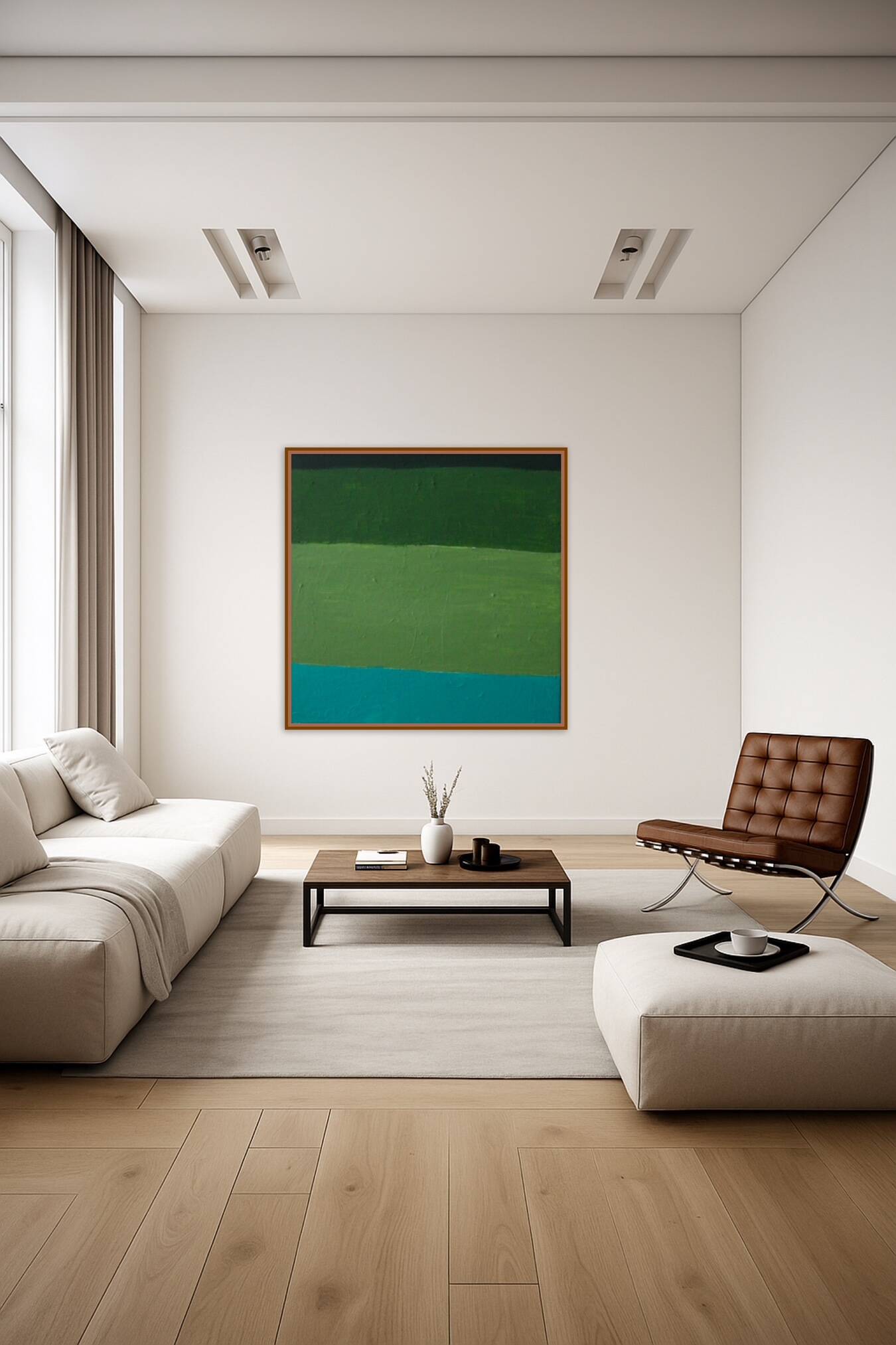 Abstract on canvas 100x100x4cm "Green Softness"