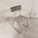 Chaise de bureau vintage années 50 60 en skai et métal chromé