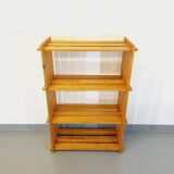 Bibliothèque étagère en pin vintage des années 80 dans le style Maison Regain