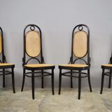 Chairs in curved beech and vienna straw, 1980s, set of 4