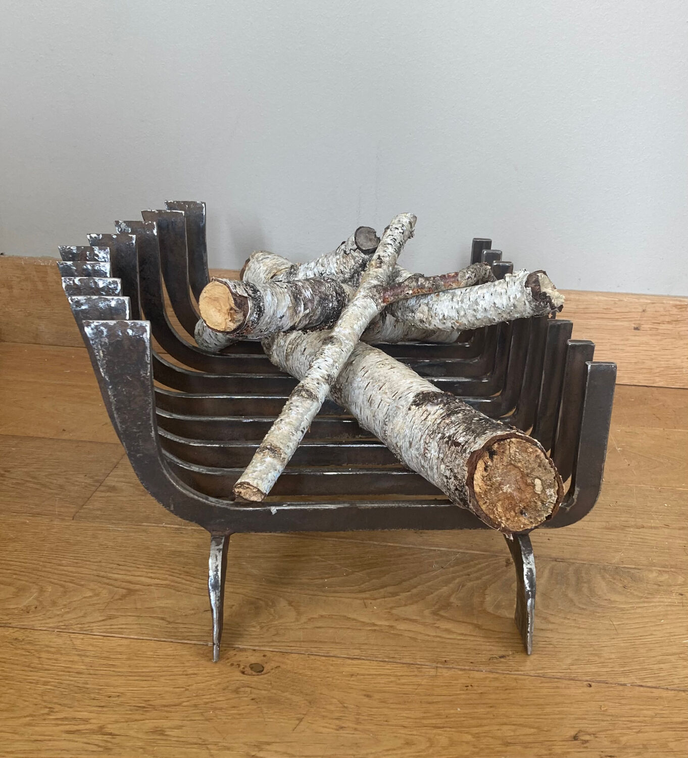 Large 19th century wrought iron log rack