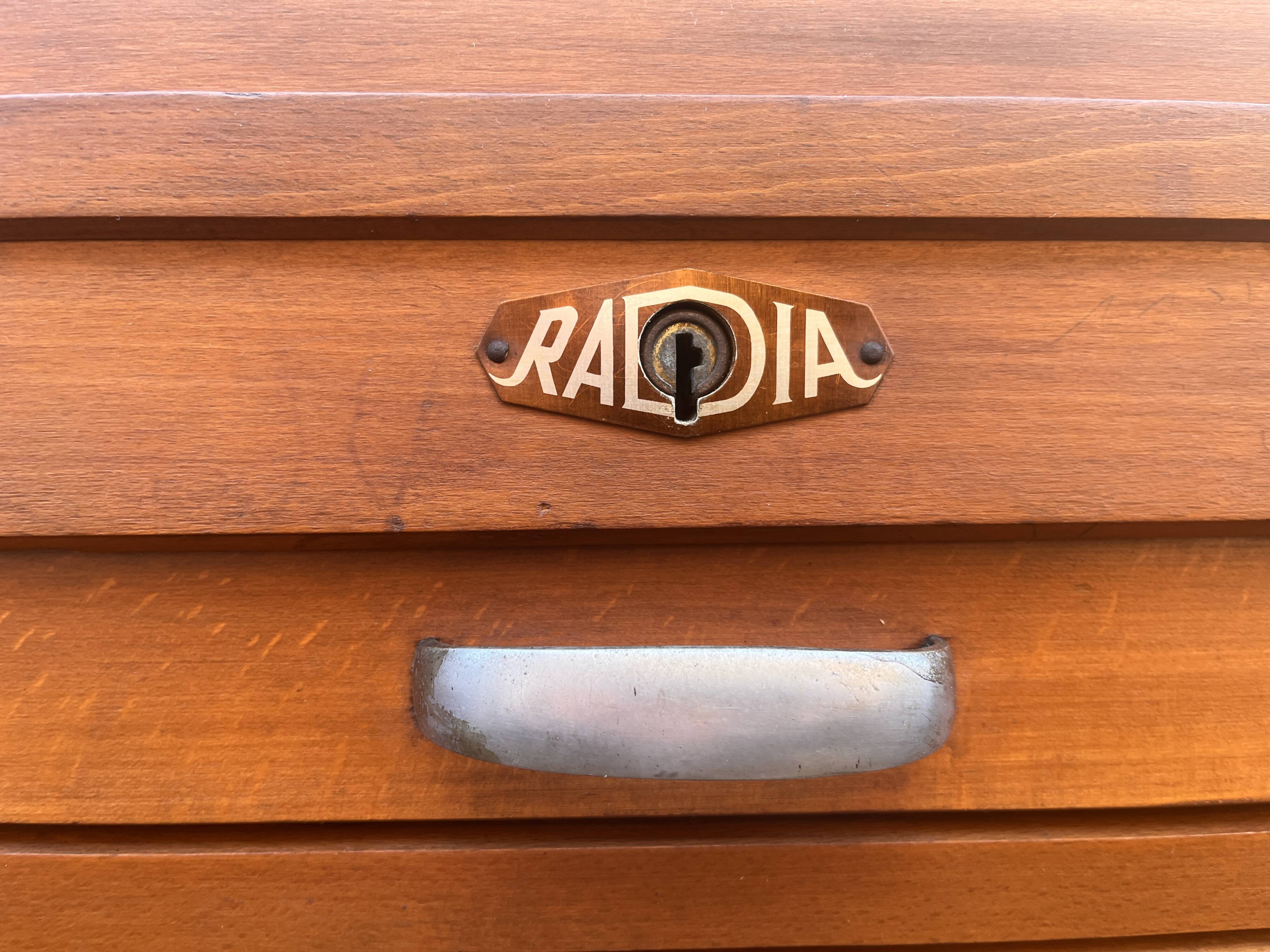 Classeur double à rideaux en bois Radia, années 50-60