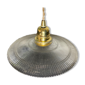 Vintage holophanous glass pendant lamp