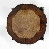 Asian wooden stand carved with Demons, marble top, Indochina, circa 1880