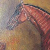 Peinture victorienne anglaise représentant un cheval alezan