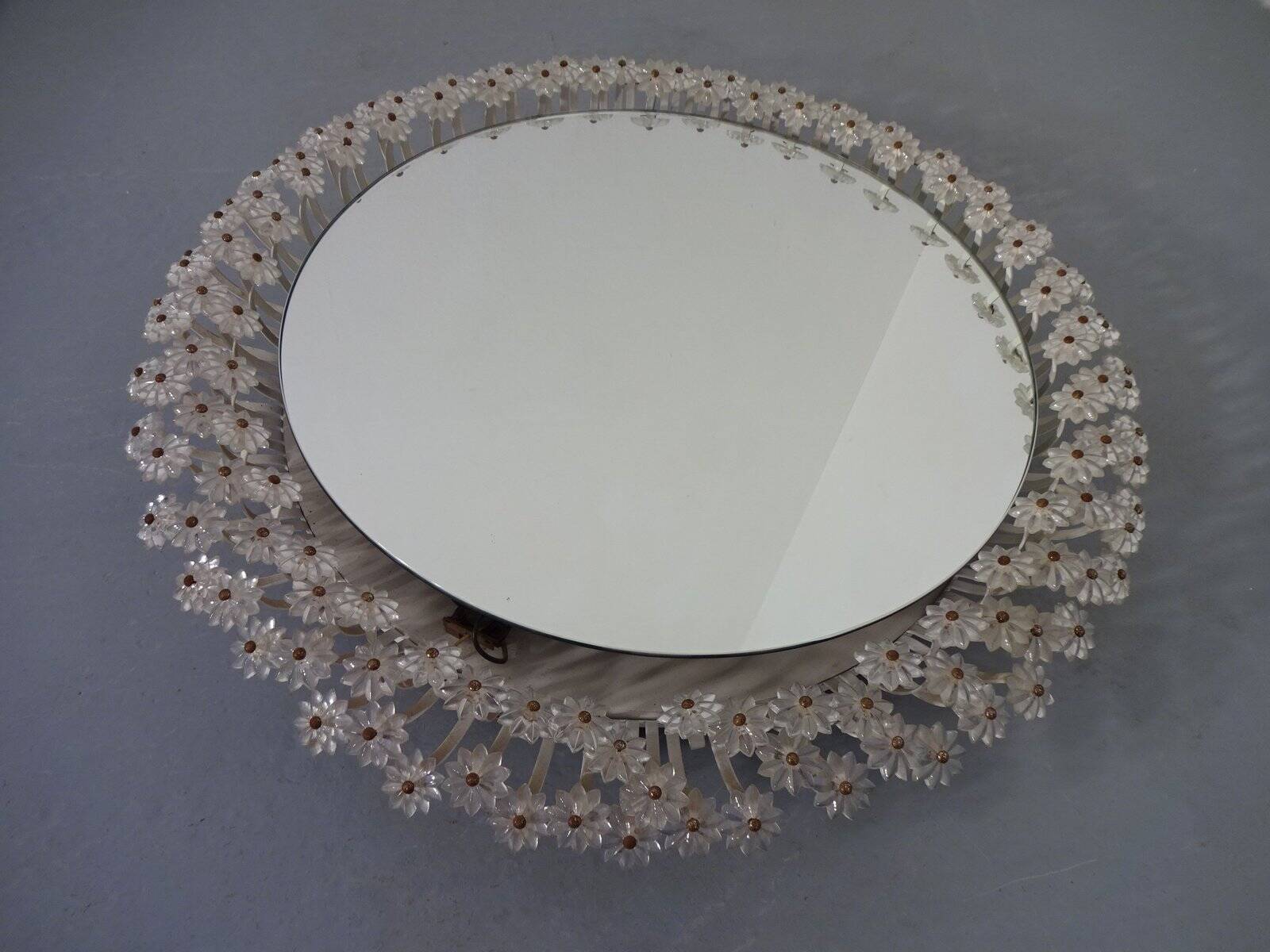 Austrian Illuminated Flower Mirror, 1960s