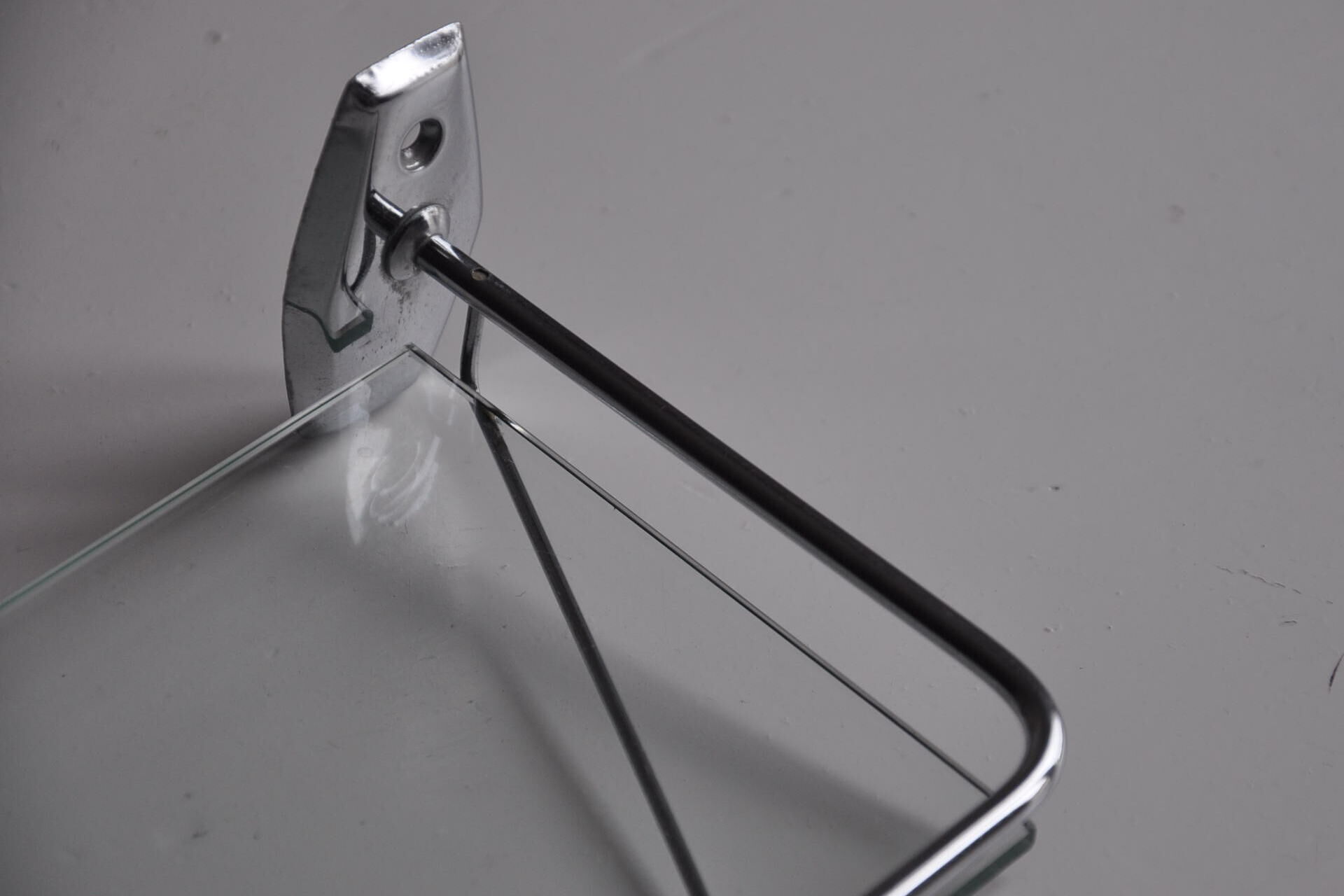 Vintage bathroom shelf chrome metal and glass