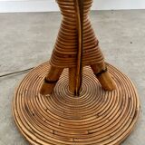 Old bamboo and rattan floor lamp design 60s Louis Sognot vintage lamp