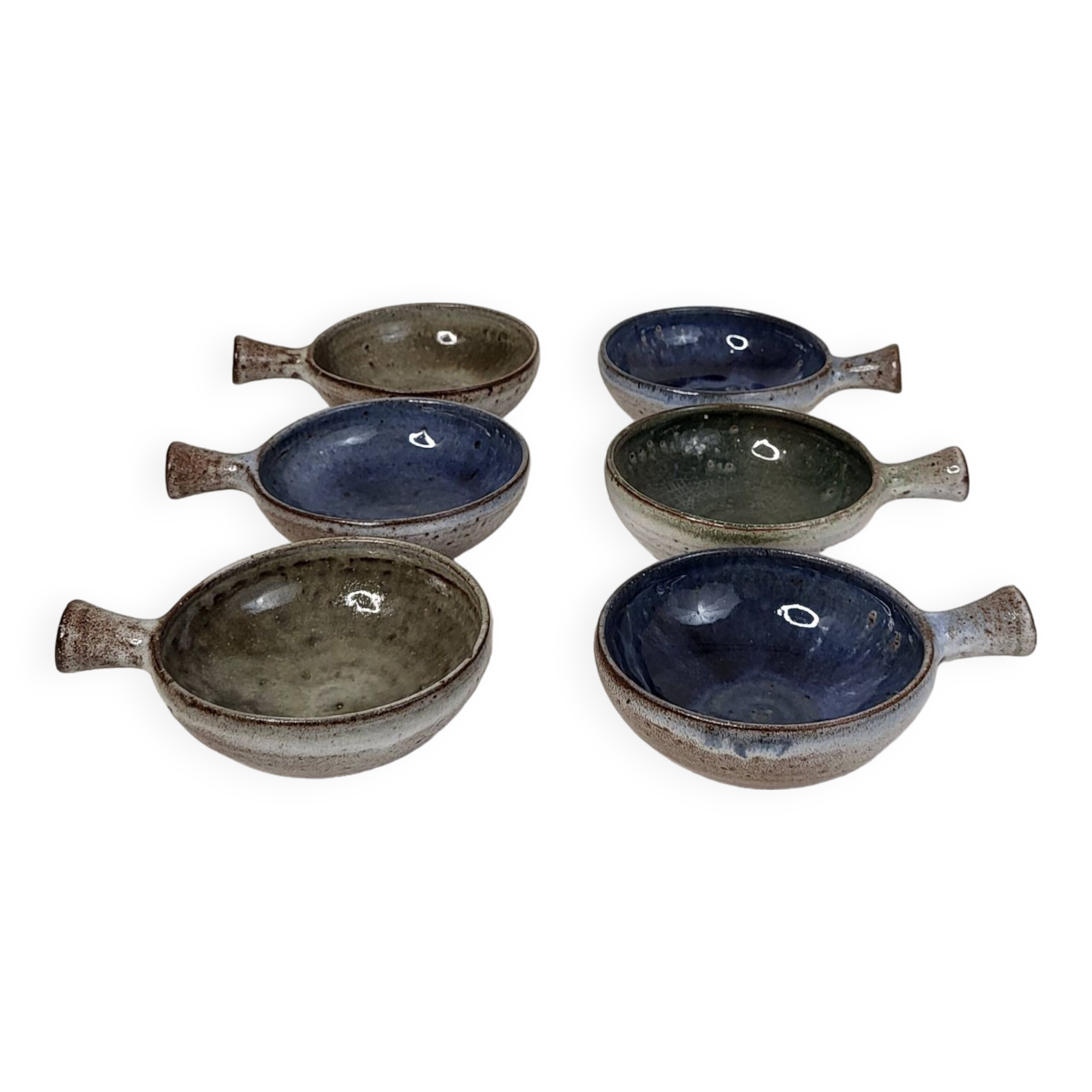 6 J&N Pierlot Ratilly stoneware cups - Puisaye