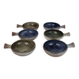 6 J&N Pierlot Ratilly stoneware cups - Puisaye