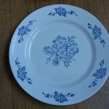 Assiettes dépareillées anciennes Digoin, Salins, Moulin des Loups vertes et bleues