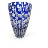 Cobalt blue cut crystal bohemian vase, 1960s