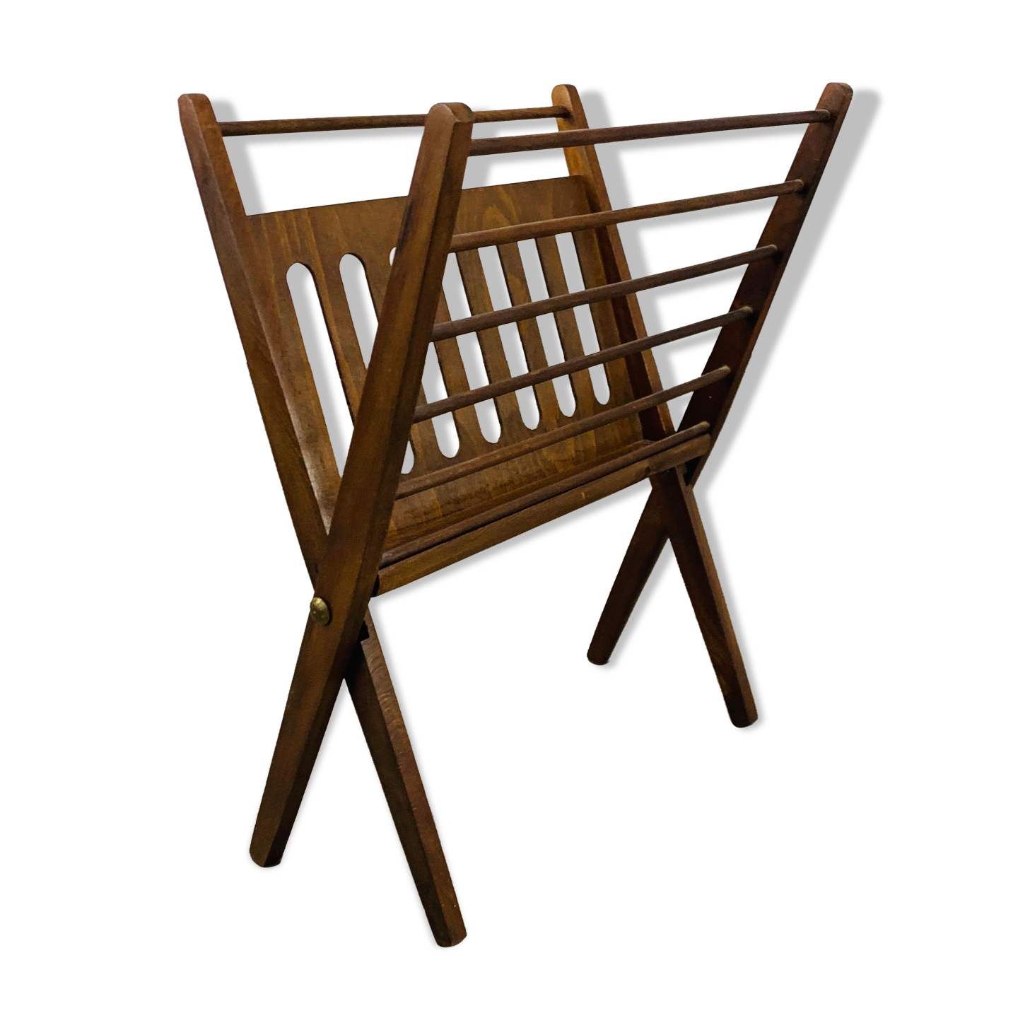 Porte revue scandinave pliant bois années 60