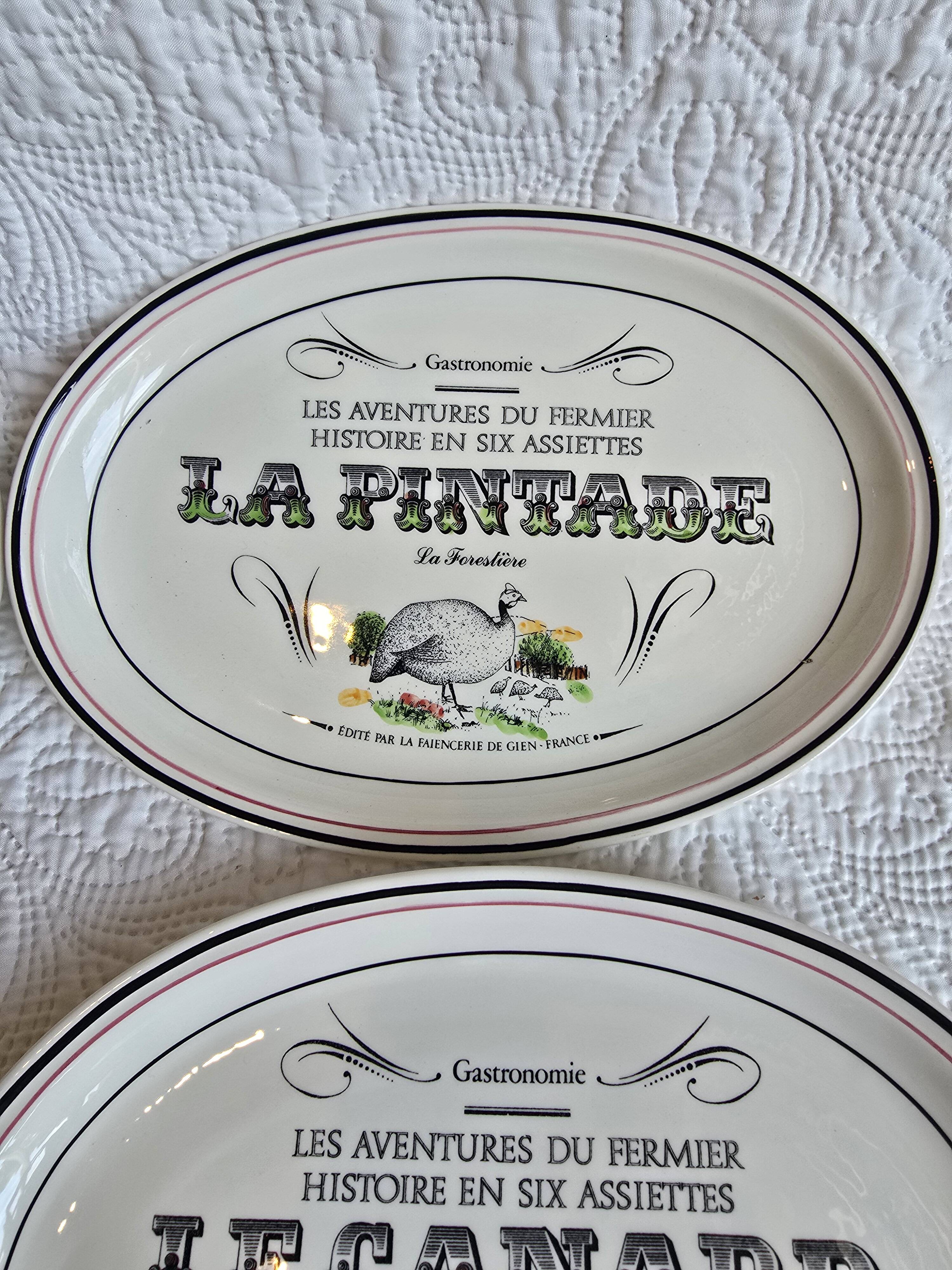 Set of 12 Gien plates "The Adventures of the Farmer" – Cheeses & farm