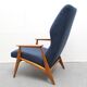 Danish armchair in cherry wood and dark blue fabric