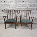 Paire de fauteuils Baumann éventail