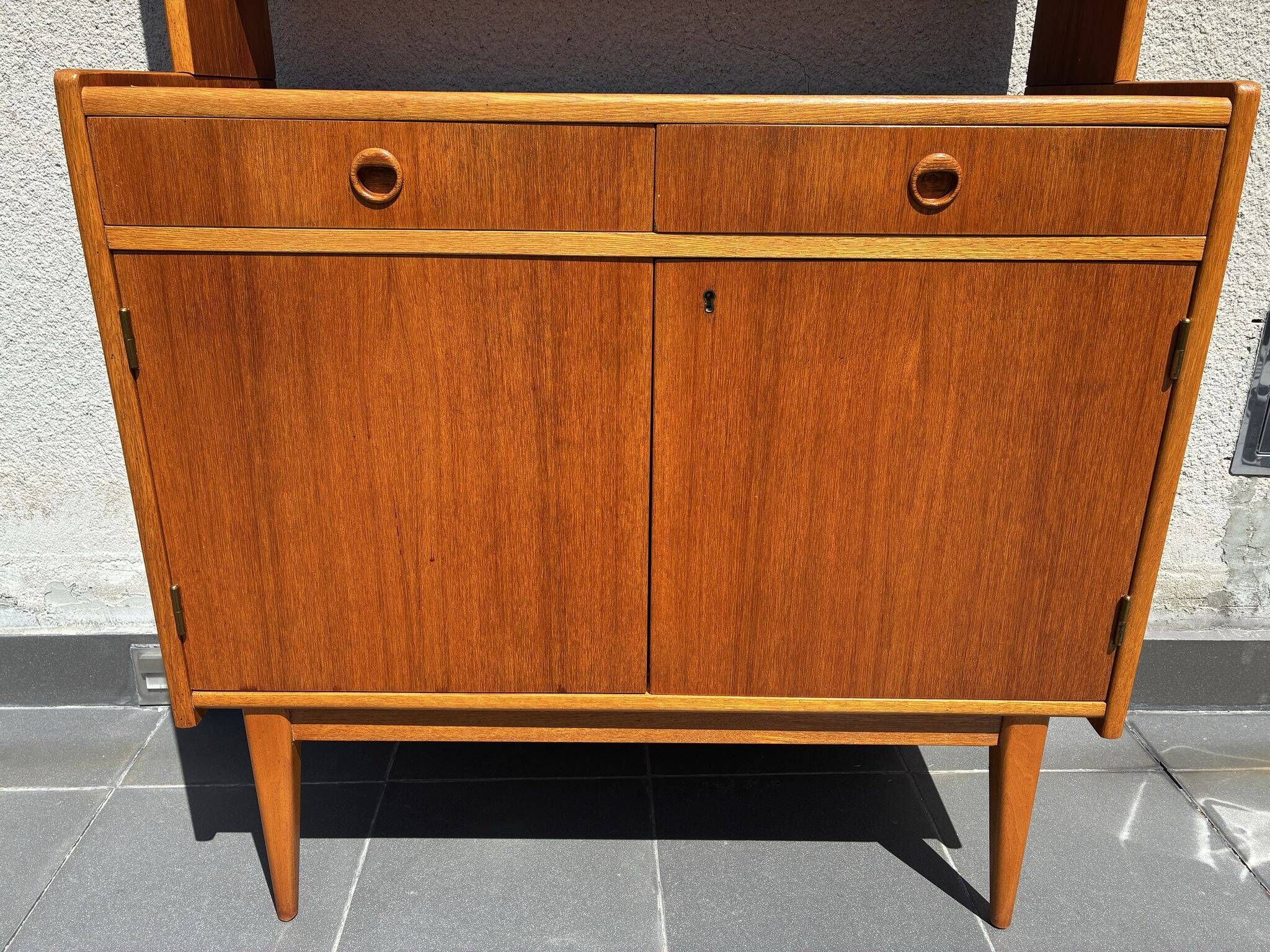 Swedish teak bookcase with cabinet, 1960s