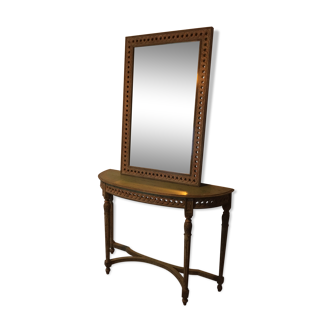 Diptyque console et miroir Louis XVI en bois