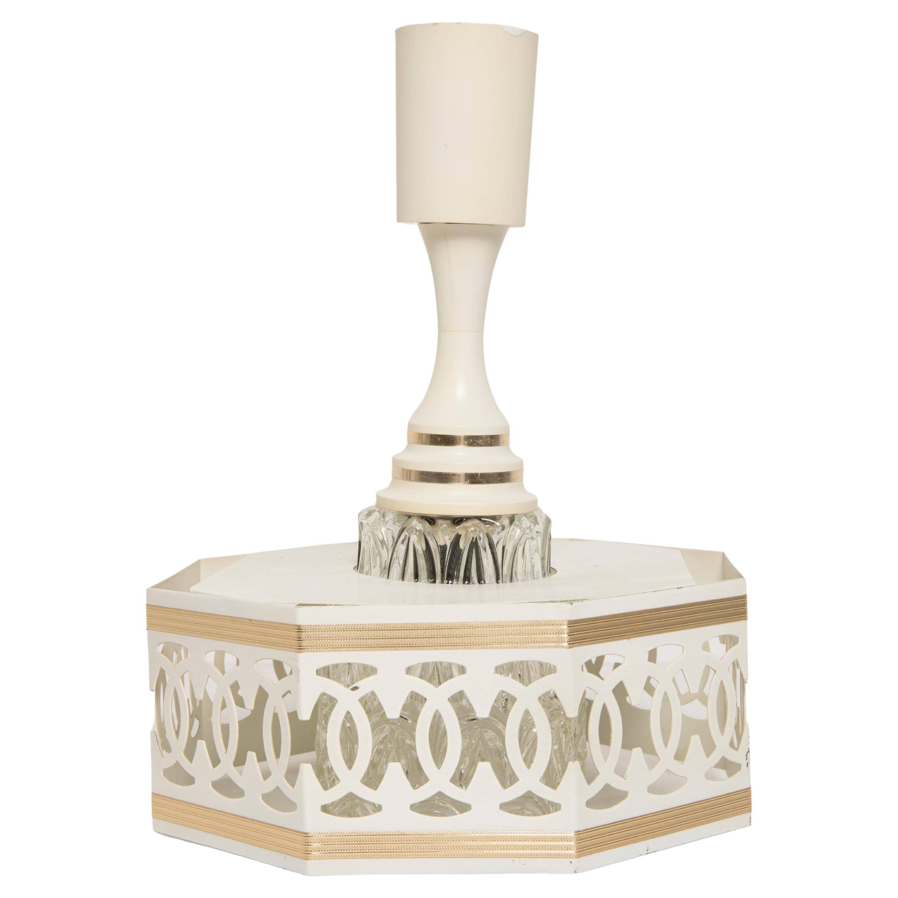 Medium Hollywood Regency ceiling lamp from the mid-20th century, white metal, Italy, 1960.