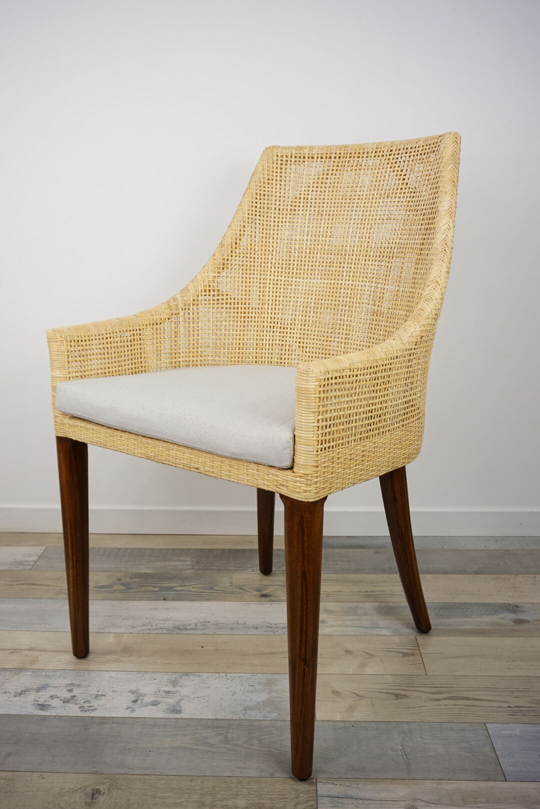 Lot de 6 chaises en rotin et bois