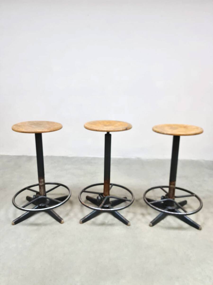French vintage Industrial barstools