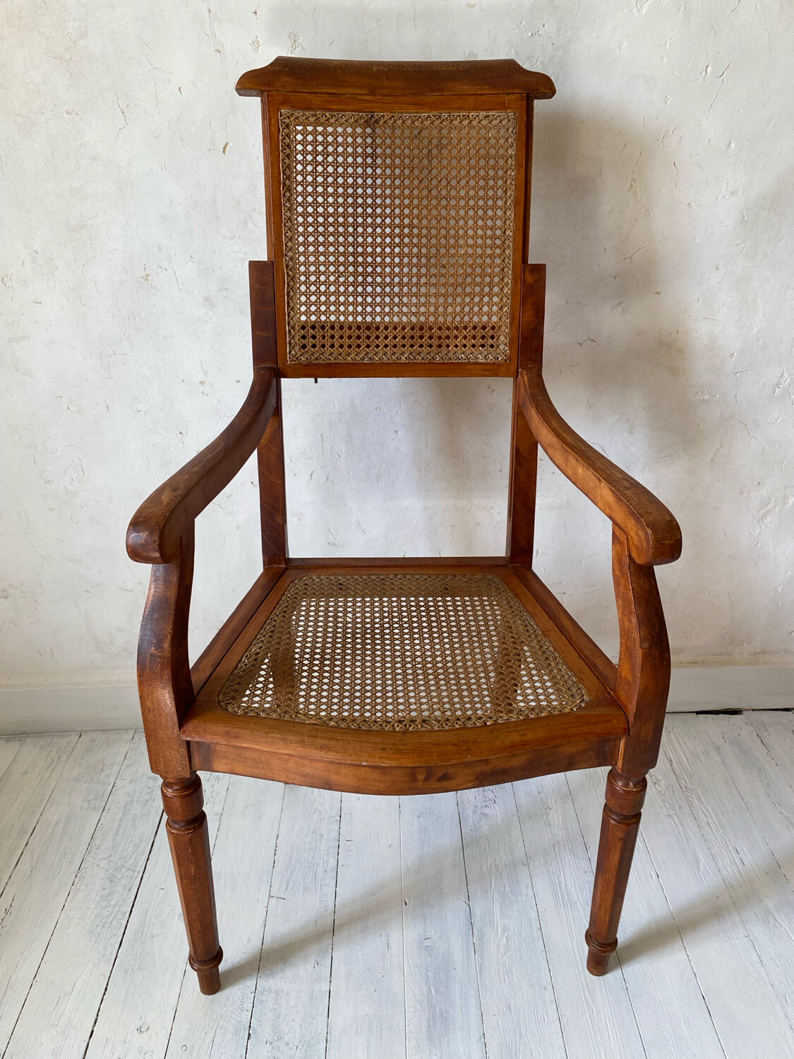 Barber chair with caning