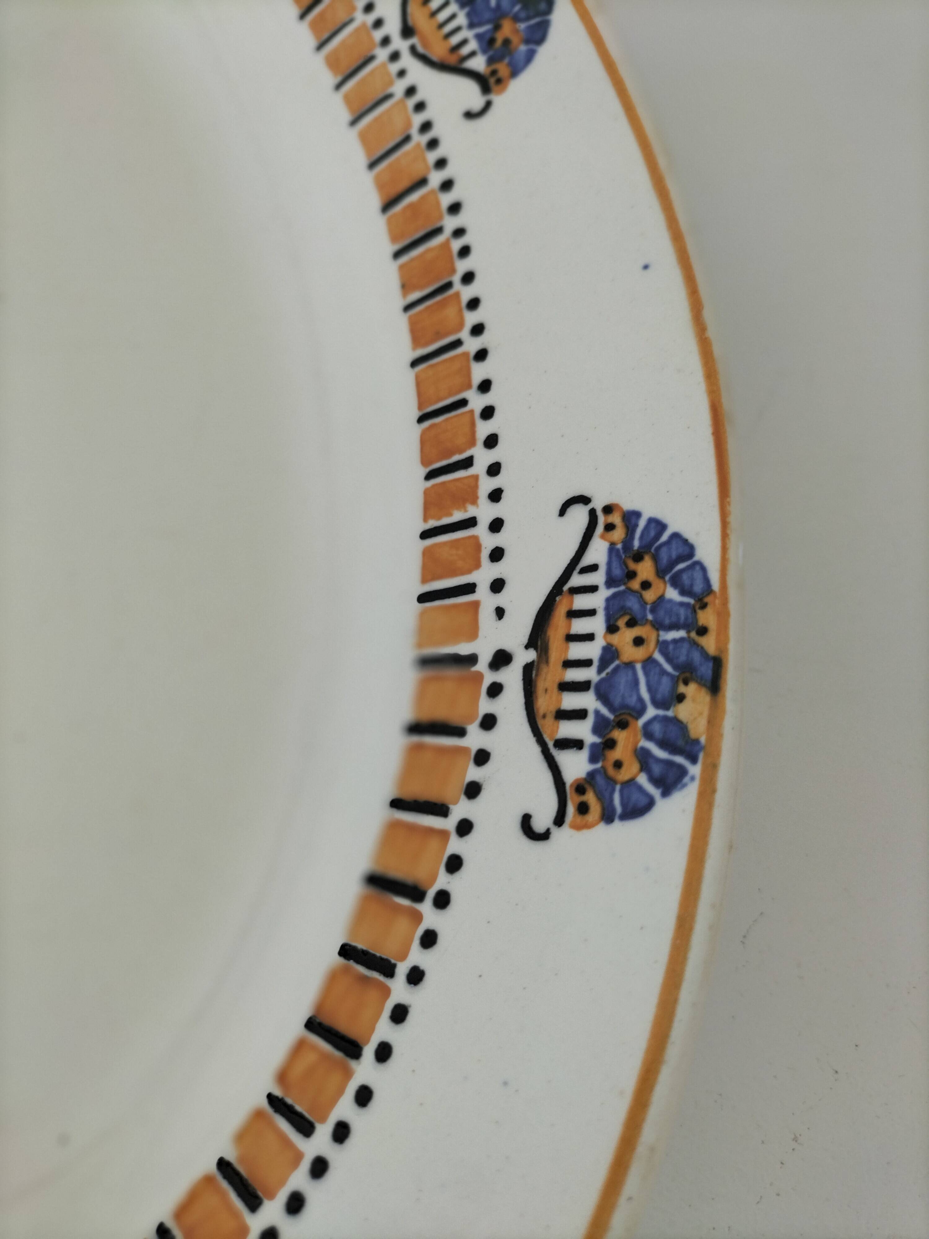 Oval Art Deco plate from Longwy pottery.