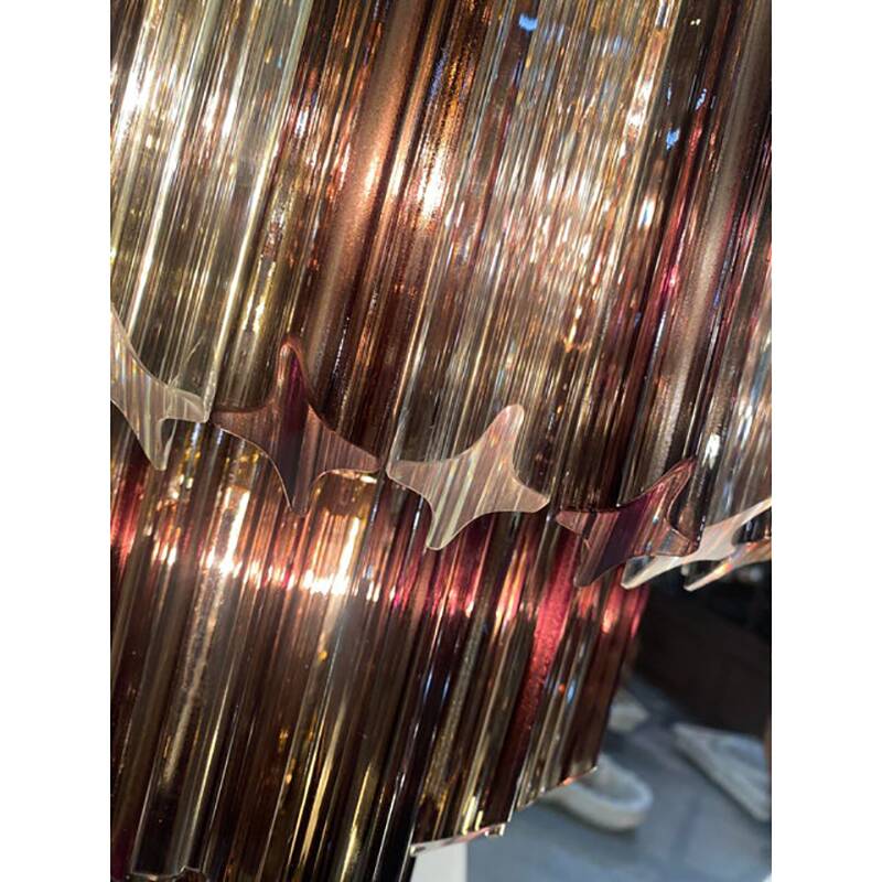 Smoked and Clear "Quadriedro" Cascade Chandelier Murano Glass