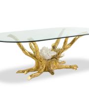 Pierre Duval Brasseur. Dining table in gilded brass. Circa 1970.