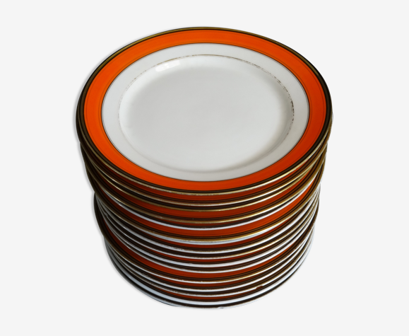16 assiettes plates en porcelaine, ø 22,5 cm