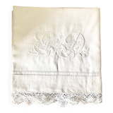 Old pure linen sheet embroidered and monograms
