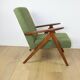 Vintage armchair B-310 VAR green boucle dark structural wood 1970s