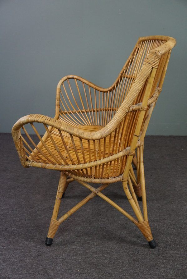 Mid-century rattan 2-seater sofa, Dutch design 1950s