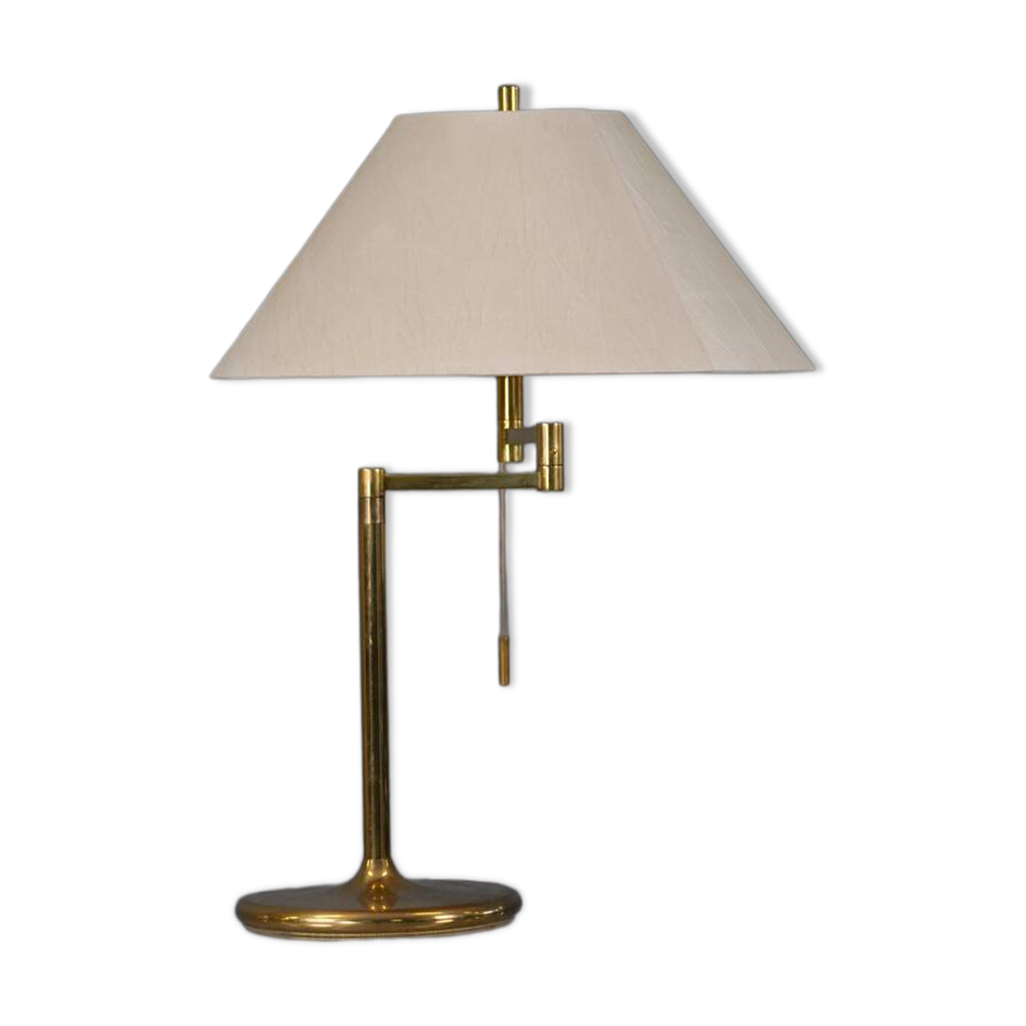 Lampe de table vintage en laiton avec abat-jour en tissu, Allemagne années 1970.
